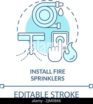 Installez des arroseurs d'incendie turquoise icône concept Illustration de Vecteur