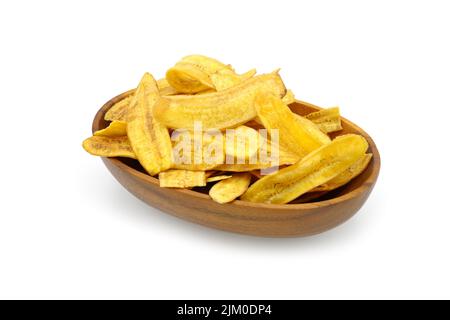 The banana chips isolated on white background Stock Photo