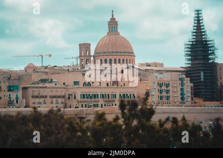 Vue sur la co-cathédrale Saint-Jean de Valetta, Malte Banque D'Images