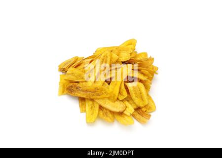 The banana chips isolated on white background Stock Photo