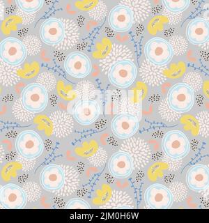 Motif fleuri sans couture sur fond gris clair Illustration de Vecteur