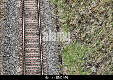 Vue aérienne des rails de Monreal à Eifel, Allemagne Banque D'Images