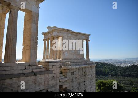 A view of the sanctuary of Artemis Brauronia on the historic Acropolis in Athens, Greece Stock Photo