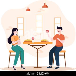 Dessin-modèle de la cuisine indienne Illustration avec diverses collections de délicieux plats traditionnels et certains le manger dans un restaurant Illustration de Vecteur