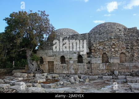 A view of ancient stone houses on a sunny morning Stock Photo