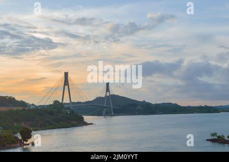 Bridge Tengku Fisabilillah or Barelang bridge which became the icon of Batam, Indonesia. Stock Photo