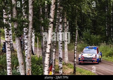 Finlande, 04/08/2022, 27 PAJARI Sami (fin), MALKONEN Enni (fin), Skoda Fabia Evo, action pendant le rallye Finlande 2022, 8th tour du Championnat du monde de voitures de rallye 2022 de la CMR, de 4 août à 7, 2022 à Jyvaskyla, Finlande - photo Nikos Katikis / DPPI Banque D'Images