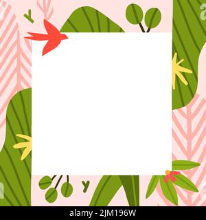 Dessin à la main graphique clipart illustration vecteur arrière-plan bordure cadre impression de composition, abstrait boho jardin nature forme, fleur Illustration de Vecteur