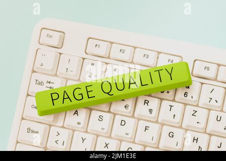 Légende de texte présentant la qualité de la page. Photo conceptuelle efficacité d'un site Web en termes d'apparence et de fonction -49172 Banque D'Images