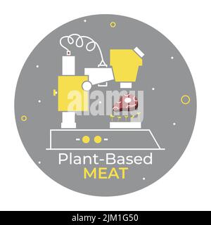 Illustration vectorielle. Le concept de la viande végétale cultivée en laboratoire. Image en jaune et gris. Illustration de Vecteur