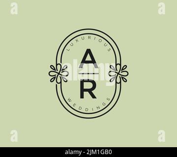 AR initiales lettre mariage monogramme logos modèle, dessin à la main moderne minimalistes et modèles floraux pour cartes d'invitation, Save the Date, élégant Illustration de Vecteur