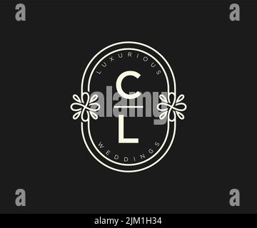 CL initiales lettre mariage monogramme logos modèle, dessin à la main moderne minimalistes et modèles floraux pour cartes d'invitation, Enregistrer la date, élégant Illustration de Vecteur