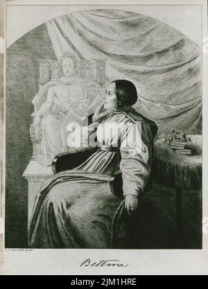 Bettina von Arnim avant la conception de son monument Goethe. Musée : COLLECTION PRIVÉE. AUTEUR: EMIL LUDWIG GRIMM. Banque D'Images