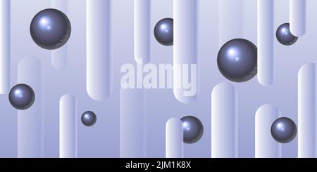 Arrière-plan scientifique futuriste avec des sphères, atomes ou molécules polygonales luminescentes sur fond bleu. Illustration de Vecteur