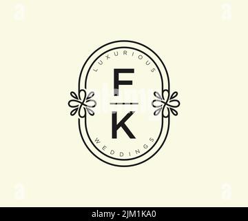 FK initiales lettre mariage monogramme logos modèle, dessin à la main moderne minimaliste et modèles floraux pour cartes d'invitation, Save the Date, élégant Illustration de Vecteur