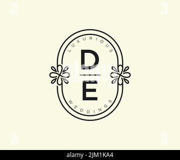DE initiales lettre mariage monogramme logos modèle, dessin à la main moderne minimalistes et modèles floraux pour cartes d'invitation, Save the Date, élégant Illustration de Vecteur