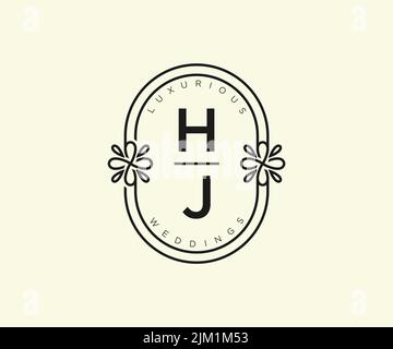 HJ initiales lettre mariage monogramme logos modèle, dessin à la main moderne minimalistes et modèles floraux pour cartes d'invitation, Enregistrer la date, élégant Illustration de Vecteur