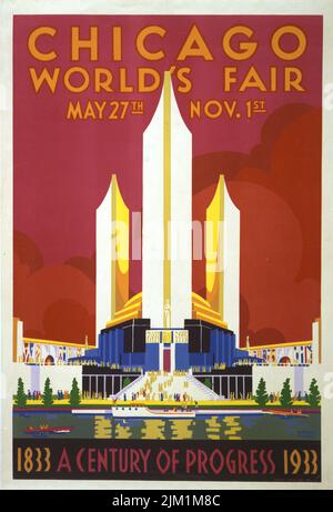 L'exposition mondiale de Chicago en 1933 (Un siècle de progrès). Musée : COLLECTION PRIVÉE. Auteur: WEIMER PURSELL. Banque D'Images