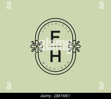 FH initiales lettre mariage monogramme logos modèle, dessin à la main moderne minimalistes et modèles floraux pour cartes d'invitation, Enregistrer la date, élégant Illustration de Vecteur