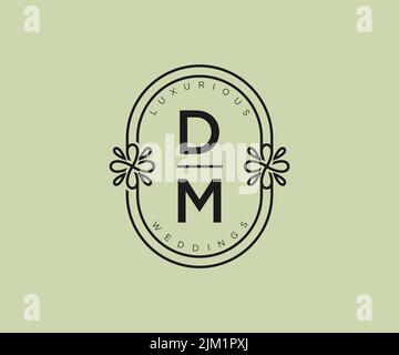 DM initiales lettre mariage monogramme logos modèle, dessin à la main moderne minimalistes et modèles floraux pour cartes d'invitation, Save the Date, élégant Illustration de Vecteur