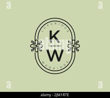 KW initiales lettre mariage monogramme logos modèle, dessin à la main moderne minimalistes et modèles floraux pour cartes d'invitation, Save the Date, élégant Illustration de Vecteur