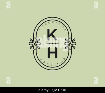 KH initiales lettre mariage monogramme logos modèle, dessin à la main moderne minimalistes et modèles floraux pour cartes d'invitation, Enregistrer la date, élégant Illustration de Vecteur