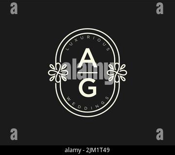AG initiales lettre mariage monogramme logos modèle, dessin à la main moderne minimalistes et modèles floraux pour cartes d'invitation, Enregistrer la date, élégant Illustration de Vecteur