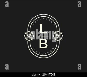 LB initiales lettre mariage monogramme logos modèle, dessin à la main moderne minimalistes et modèles floraux pour cartes d'invitation, Save the Date, élégant Illustration de Vecteur