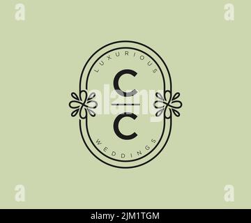 CC initiales lettre mariage monogramme logos modèle, dessin à la main moderne minimalistes et modèles floraux pour cartes d'invitation, Save the Date, élégant Illustration de Vecteur