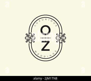 OZ initiales lettre mariage monogramme logos modèle, dessin à la main moderne minimalistes et modèles floraux pour cartes d'invitation, Save the Date, élégant Illustration de Vecteur