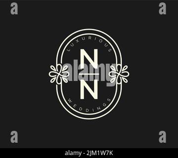 NN initiales lettre mariage monogramme logos modèle, dessin à la main moderne minimalistes et modèles floraux pour cartes d'invitation, Save the Date, élégant Illustration de Vecteur