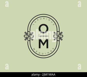 OM initiales lettre mariage monogramme logos modèle, dessin à la main moderne minimalistes et modèles floraux pour cartes d'invitation, Save the Date, élégant Illustration de Vecteur