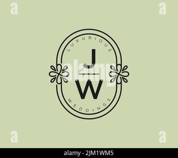 JW initiales lettre mariage monogramme logos modèle, dessin à la main moderne minimalistes et modèles floraux pour cartes d'invitation, Save the Date, élégant Illustration de Vecteur