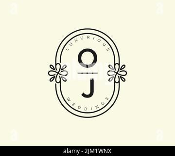 JO initiales lettre mariage monogramme logos modèle, dessin à la main moderne minimalistes et modèles floraux pour cartes d'invitation, Save the Date, élégant Illustration de Vecteur