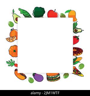 Fruits et légumes colorés, poste avec espace texte pour la journée mondiale de la nourriture. Illustration de Vecteur