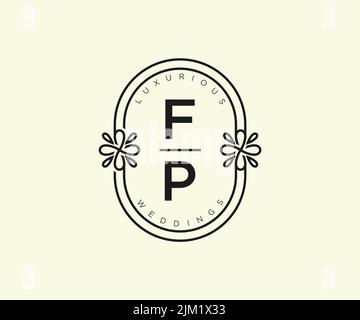 FP initiales lettre mariage monogramme logos modèle, dessin à la main moderne minimaliste et modèles floraux pour cartes d'invitation, Enregistrer la date, élégant Illustration de Vecteur