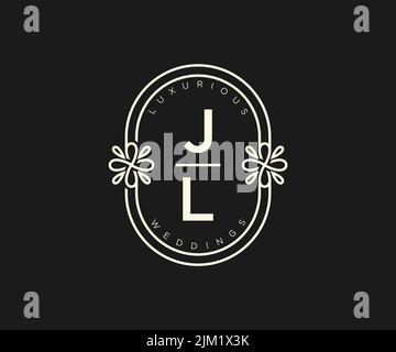 JL initiales lettre mariage monogramme logos modèle, dessin à la main moderne minimalistes et modèles floraux pour cartes d'invitation, Enregistrer la date, élégant Illustration de Vecteur
