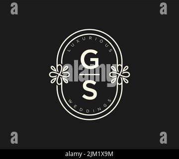 GS initiales lettre mariage monogramme logos modèle, dessin à la main moderne minimalistes et modèles floraux pour cartes d'invitation, Enregistrer la date, élégant Illustration de Vecteur