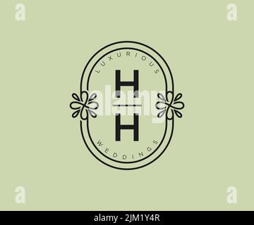 HH initiales lettre mariage monogramme logos modèle, dessin à la main moderne minimaliste et des modèles floraux pour cartes d'invitation, Save the Date, élégant Illustration de Vecteur