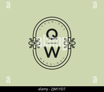 QW initiales lettre mariage monogramme logos modèle, dessin à la main moderne minimalistes et modèles floraux pour cartes d'invitation, Enregistrer la date, élégant Illustration de Vecteur