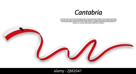 Le ruban ou la bande avec drapeau de Cantabrie est une région de l'Espagne Illustration de Vecteur