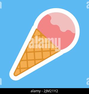 Une cuillère à fruits de glace dans une étiquette en forme de gaufre Illustration de Vecteur