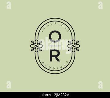 OU initiales lettre mariage monogramme logos modèle, dessin à la main moderne minimaliste et modèles floraux pour cartes d'invitation, Enregistrer la date, élégant Illustration de Vecteur