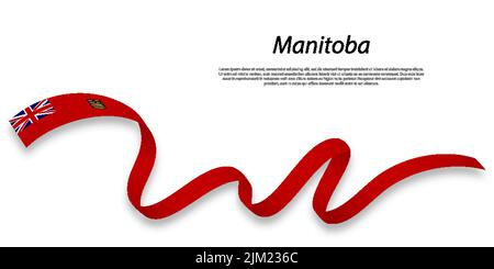 Le ruban ou la bande ondulée avec drapeau du Manitoba est une province du Canada Illustration de Vecteur