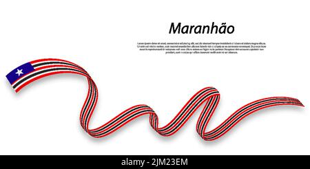 Le ruban ou la bande ondulée avec le drapeau de Maranhao est un état du Brésil Illustration de Vecteur