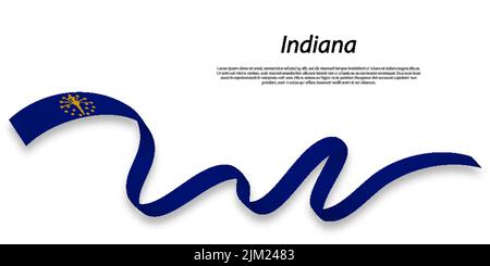 Le ruban ou la bande de tissage avec le drapeau de l'Indiana est un état des États-Unis Illustration de Vecteur