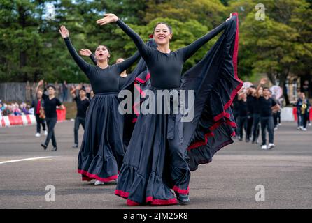 Les membres de Banda Monumental de Mexico lors de la répétition de travail du Royal Edinburgh Military Tattoo de cette année, intitulé Voices, à la caserne de Redford, à Édimbourg. Date de la photo: Jeudi 4 août 2022. Banque D'Images