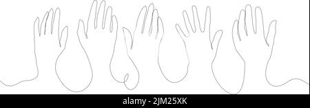 Une ligne continue mains levées. Concept de vecteur de bénévolat Illustration de Vecteur