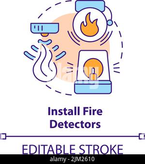 Icône de concept installer les détecteurs d'incendie Illustration de Vecteur