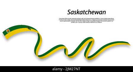 Le ruban ou la bande ondulée avec drapeau de la Saskatchewan est une province du Canada Illustration de Vecteur